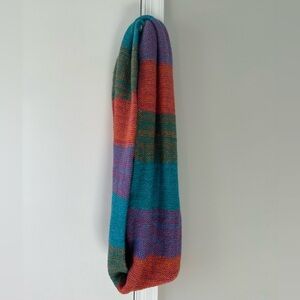 Colorful Striped Knit Infinity Scarf 🧣